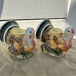 Vintage Napcoware turkey candle holders